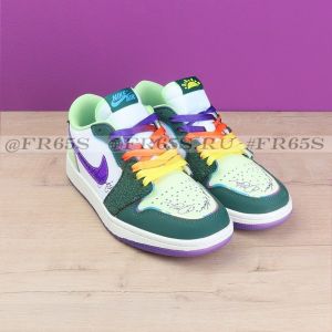 Кроссовки от Air Jordan 1 Low OG «Doernbecher» (зелёный/белый/фиолетовый)
