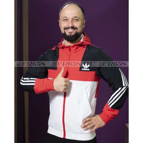 3730 Ветровка от Adidas(чёрный/белый/красный)