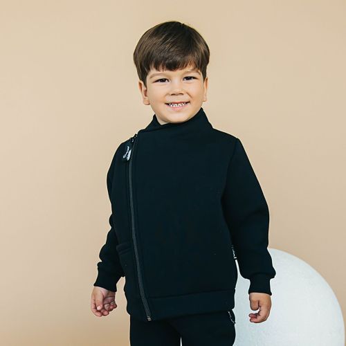 1R3500 Толстовка с косой молнией «Уголь» утепленная