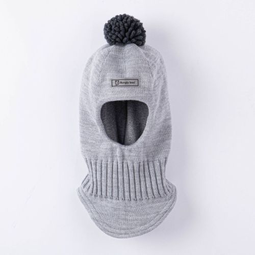 1R3359 Шлем демисезонный из смесовой шерсти с помпоном «Пепел»