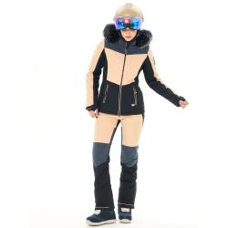 424/312_2 Костюм женский горнолыжный Alpha Endless Luxury Tech (бежевый/чёрный)